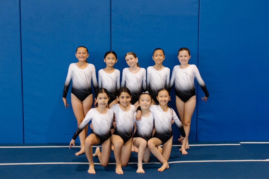 thrive-gymnastics-aurora-competitive-team-white-black-ombre-leotards thrive gymnastics aurora competitive team white black ombre leotards