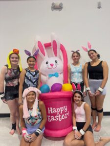 thrive gymnastics aurora ontario easter event gymnasts with bunny ears 1