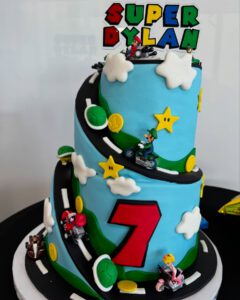 thrive gymnastics aurora ontario super mario birthday party cake closeup