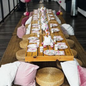 thrive gymnastics aurora ontario unicorn theme birthday party table long