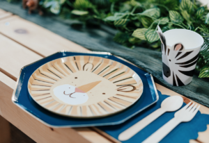 thrive gymnastics aurora safari lion plate zebra cup place setting