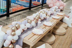thrive party table unicorn setup
